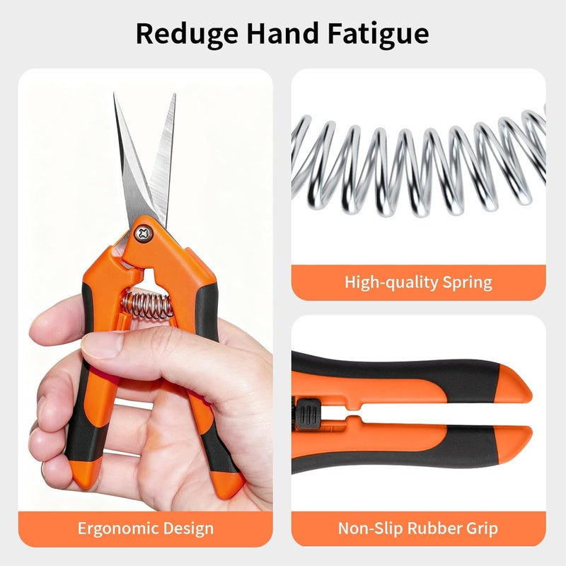 Drametic+ 4 Pack Garden Pruning Shears, Stainless Steel Shears, Gardening Shears Scissors Pruning Shears for Gardening Tools (2pcs Green+2pcs Orange) - Image 3